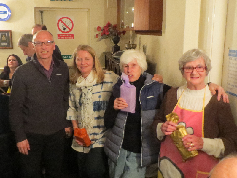 Quiz Night Organisers Norma, Nerys and Alison with President Mike