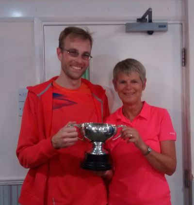 Alex Asklov and Judy Tierney with the Mixed Doubles Winners Cup